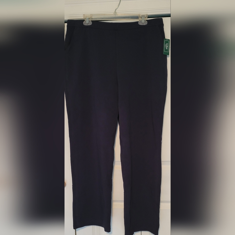 New NWT LL Bean Womens Perfect Fit Pants Straight Leg XL Navy Blue
